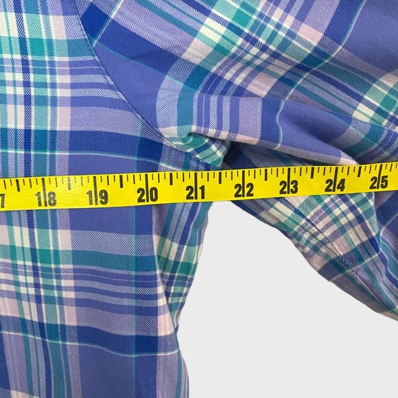 L.L. Bean Fleece Lined Flannel Shirt Womens Small Blue Plaid Button-Up Shacket - Picture 11 of 12